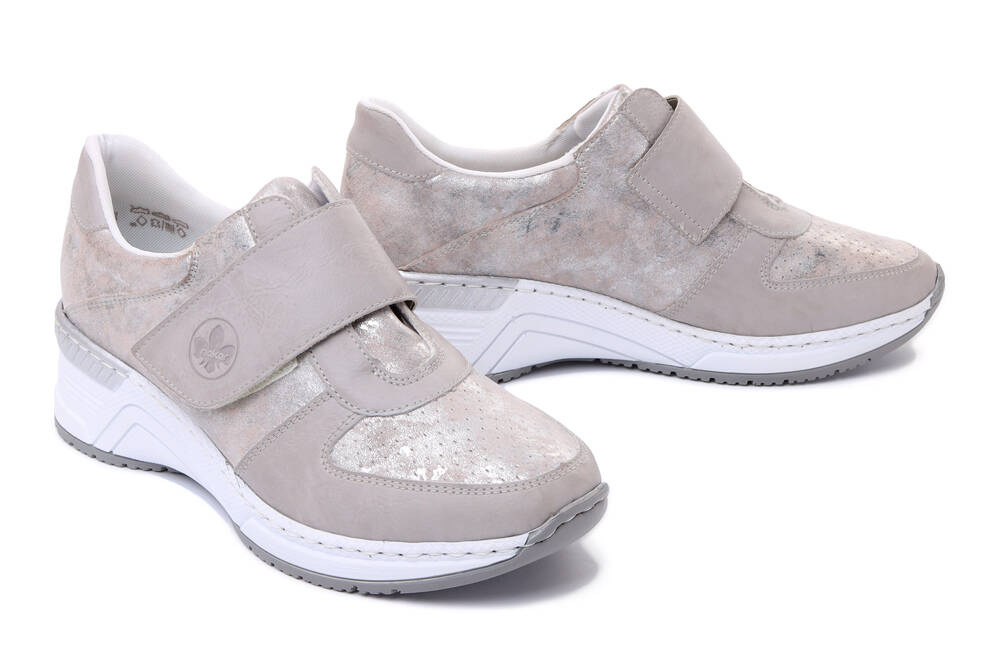 RIEKER N4354-80 metallic, półbuty damskie