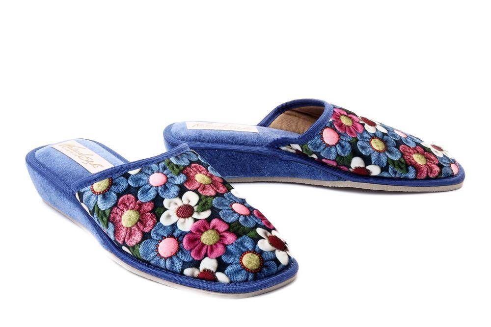 METEOR 066 STOKROTKA niebieski, kapcie/klapki damskie