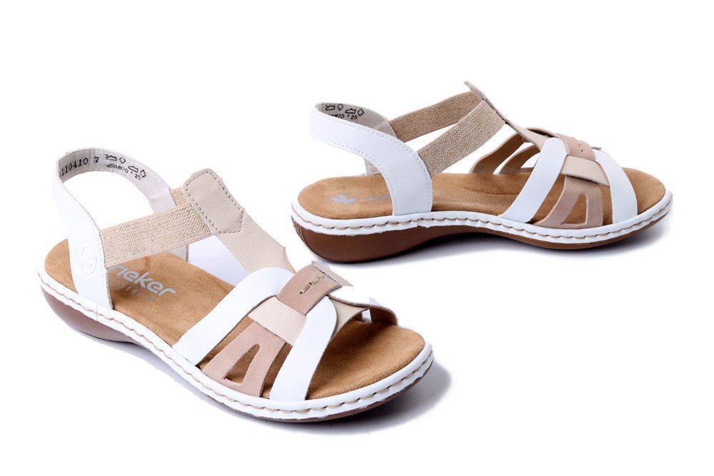 RIEKER 65918-81 white combination, sandały damskie