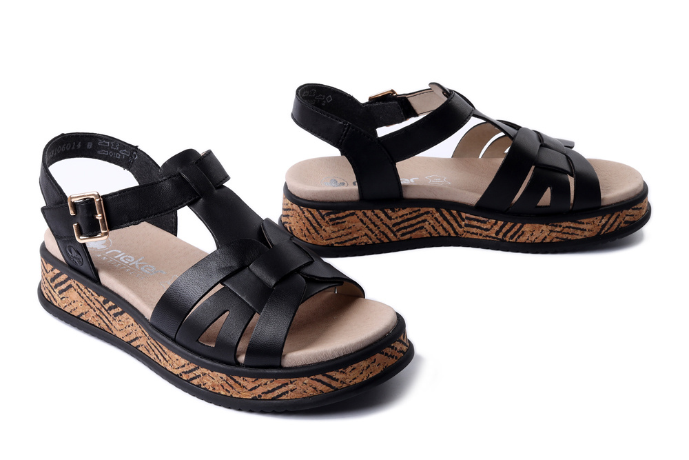 RIEKER W0853-00 black, sandały damskie