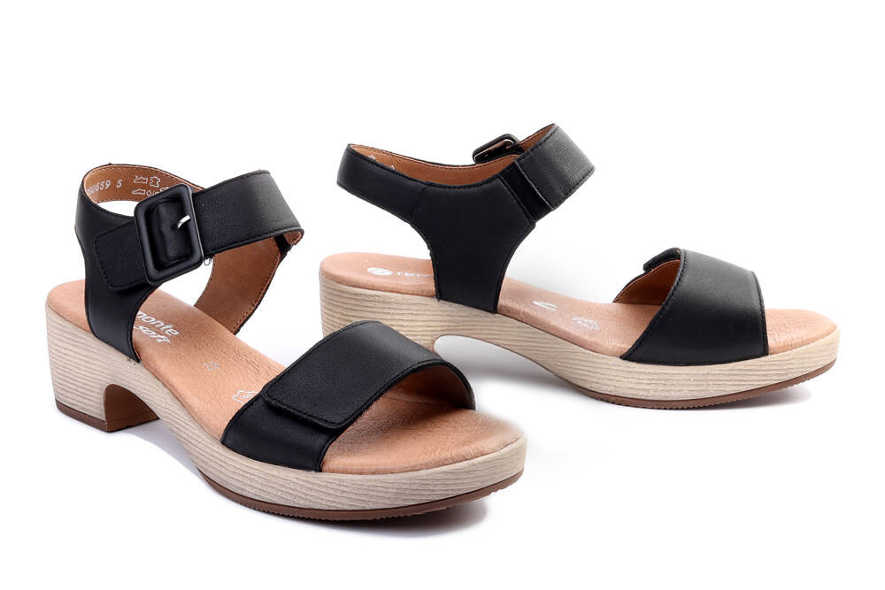 RIEKER REMONTE D0N52-00 black, sandały damskie