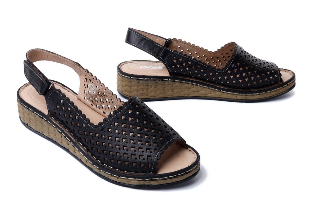 MANITU 910163-01 schwarz, sandały damskie