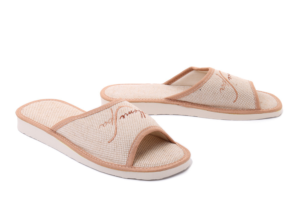 METEOR 015 EKO HOME len beżowy, kapcie damskie