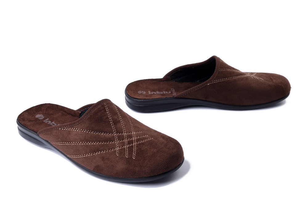 INBLU OG-2J 043 ciemny brąz, kapcie męskie