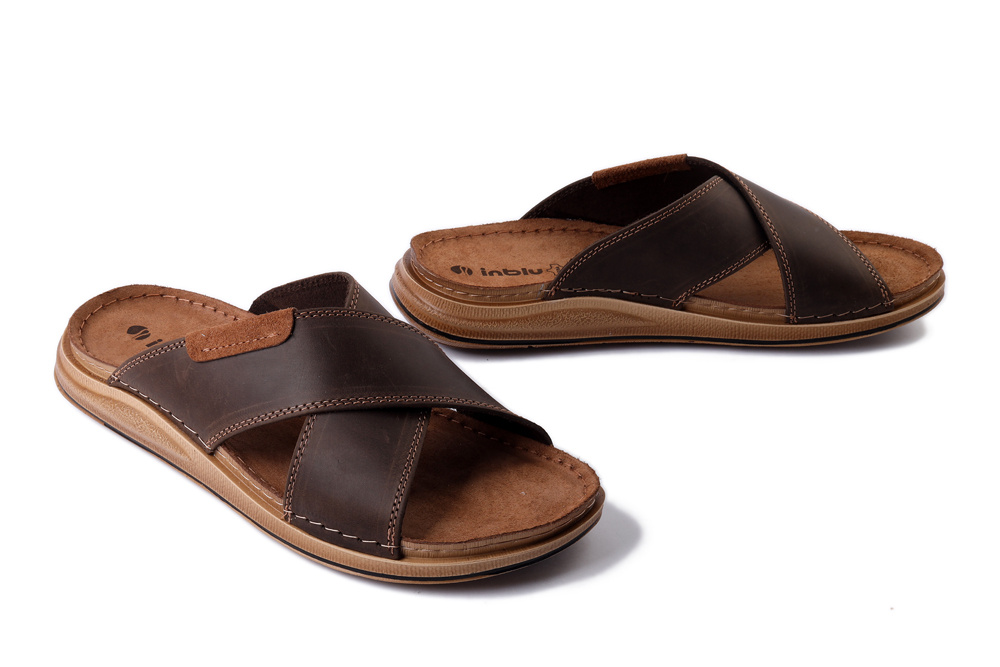INBLU VE-03GU 043 ciemny brąz, klapki męskie