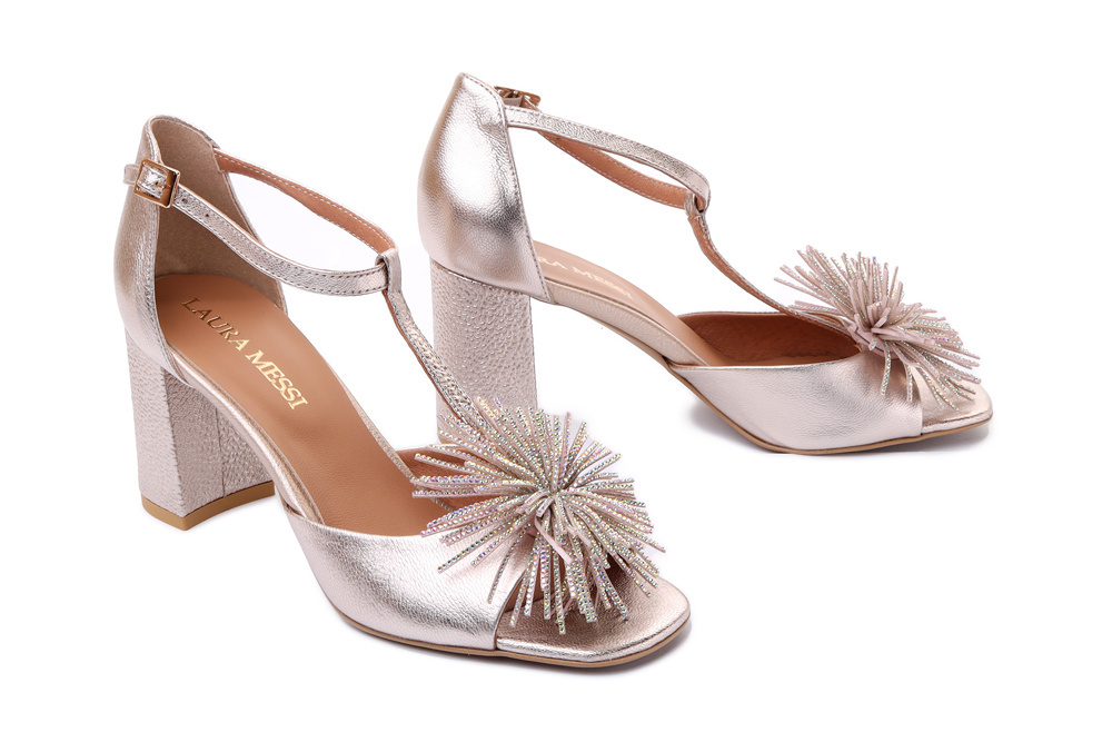 LAURA MESSI 2758 708-830 złoty, sandały damskie