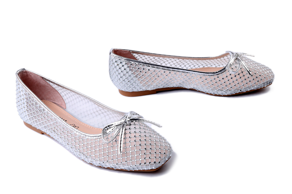 SCAVIOLA S-342 SILVER, baleriny damskie