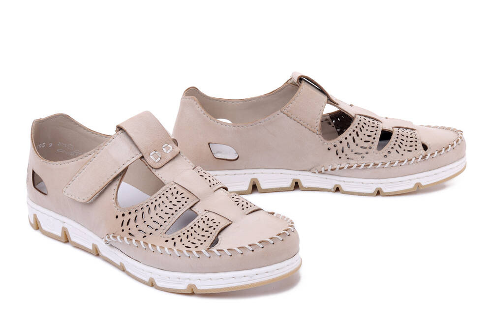 RIEKER 49958-61 beige, półbuty letnie damskie