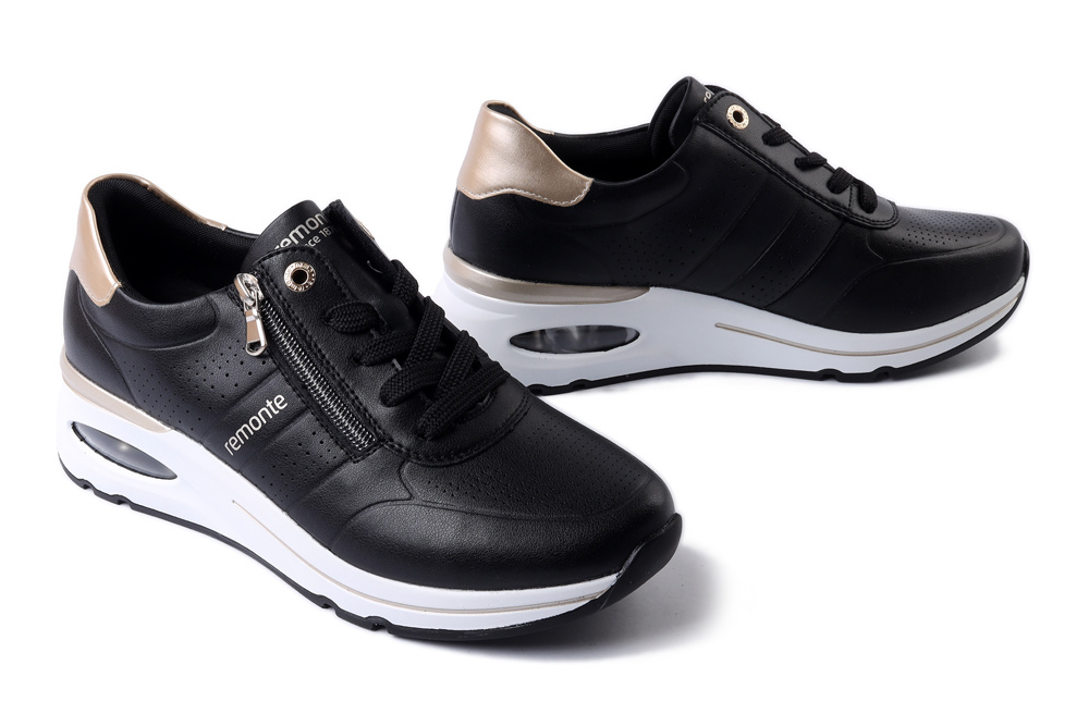 RIEKER REMONTE D2H01-03 black combination, półbuty damskie