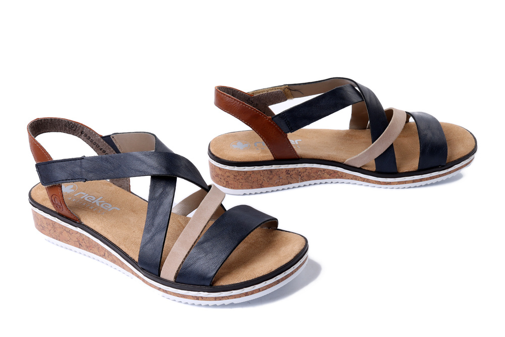 RIEKER V3663-91 blue combination, sandały damskie