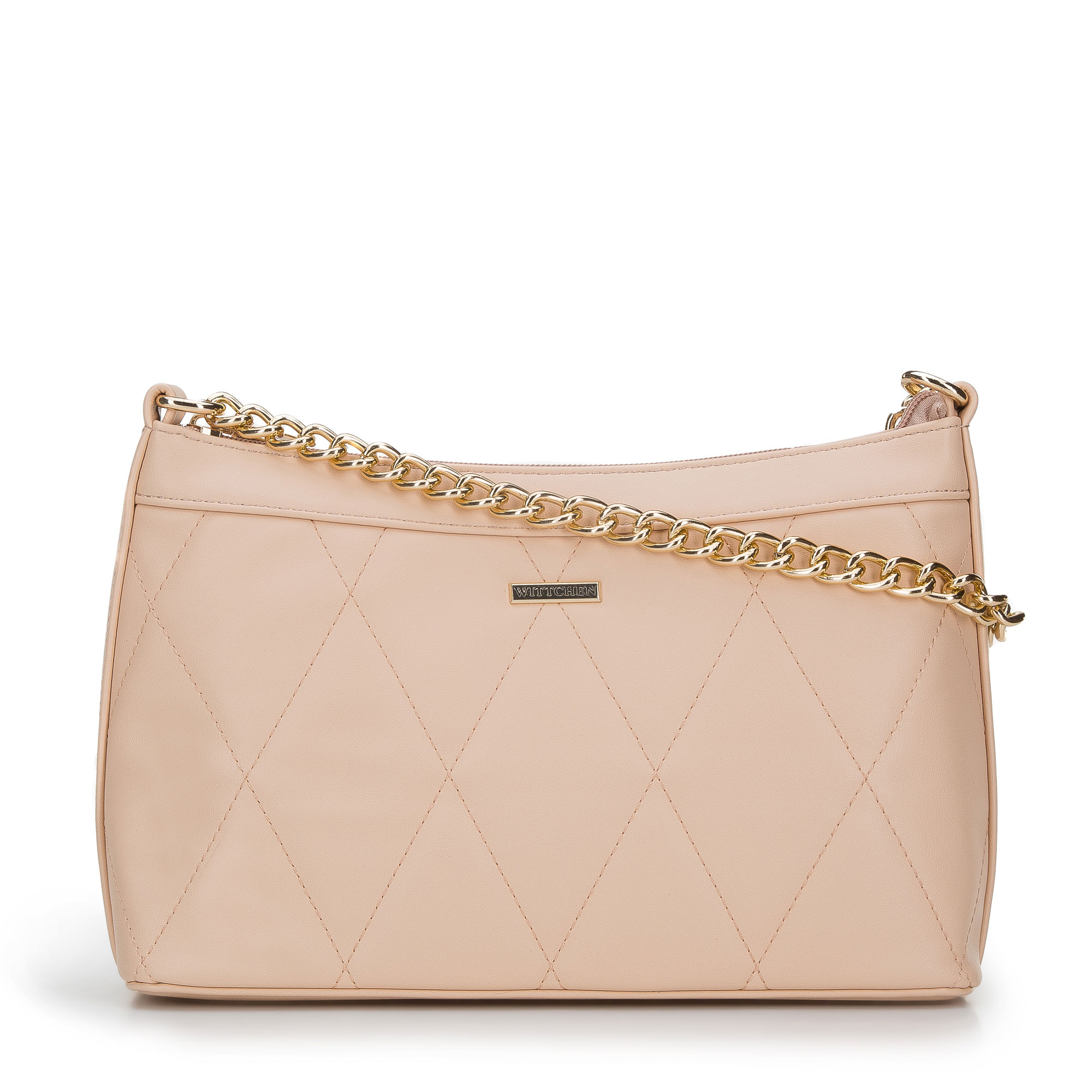 Damska torebka z pikowanym frontem na łańcuszku