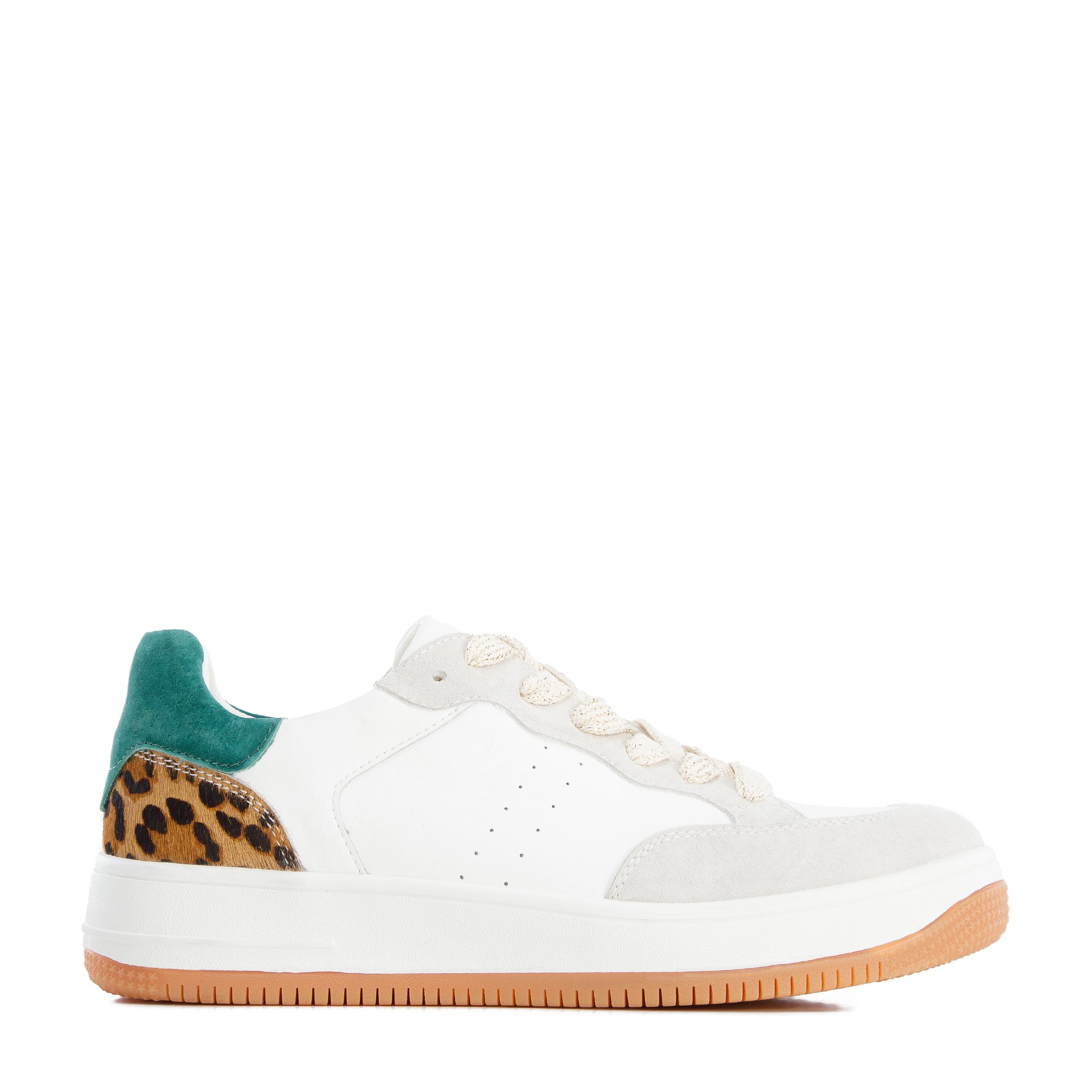 Damskie sneakersy skórzane ze wstawką z motywem zwierzęcym