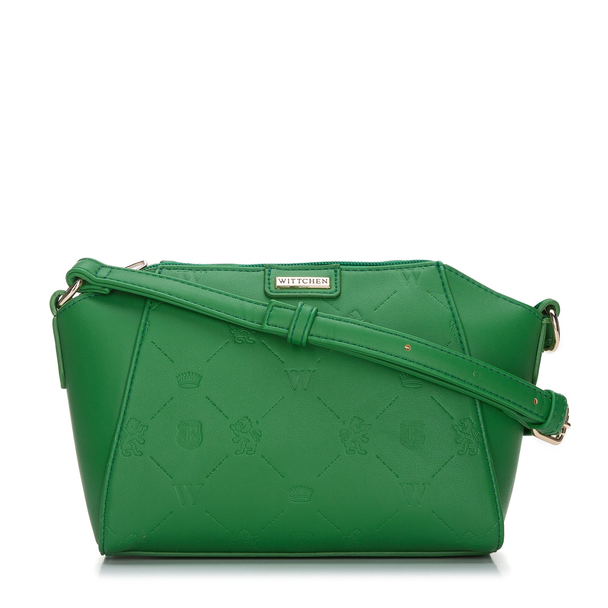 Torebka crossbody mała tłoczona w logo zielona