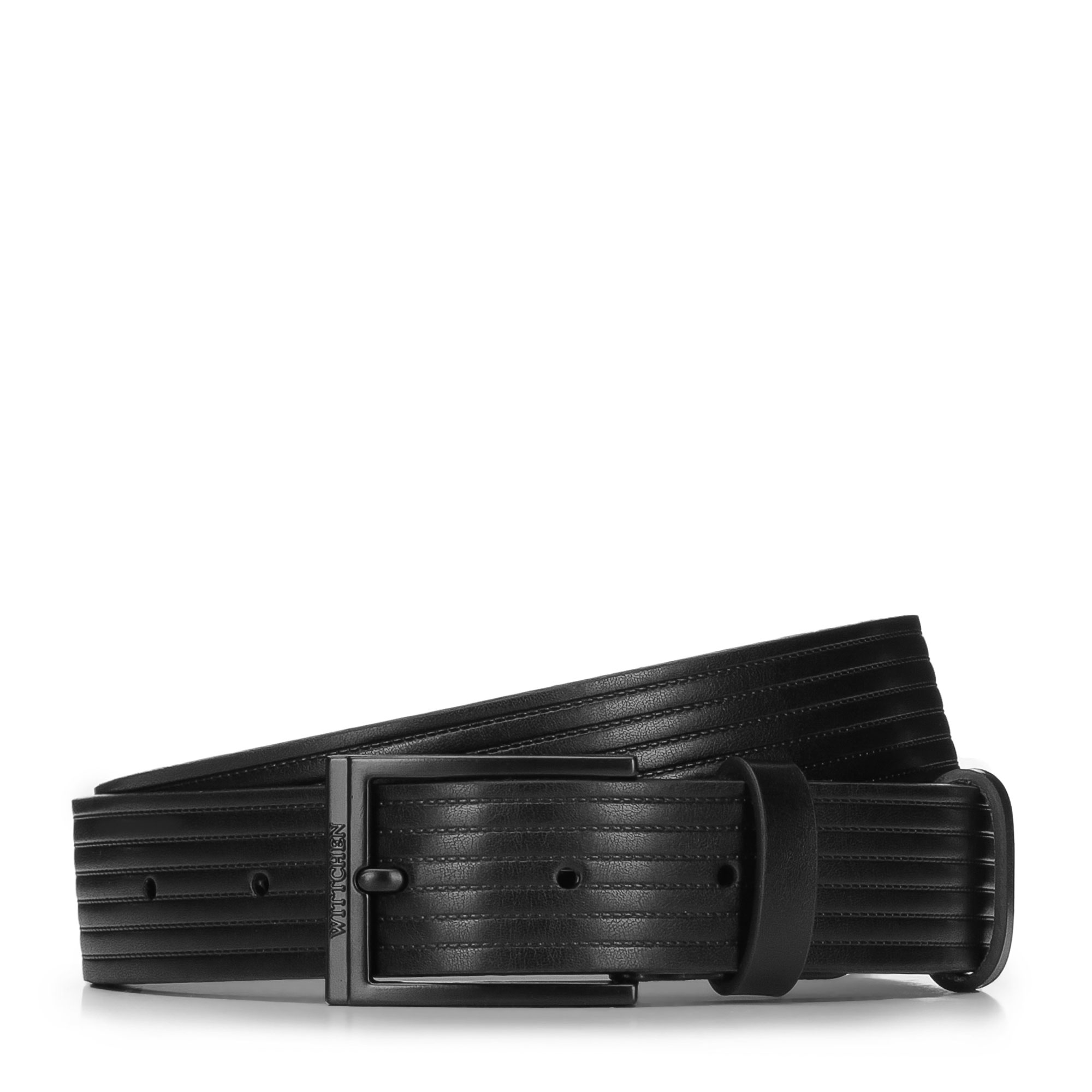 Męski pasek skórzany tłoczony w prążki