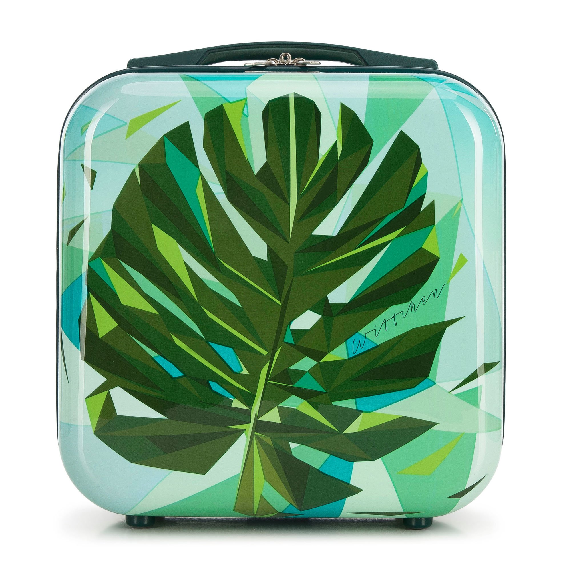 Kosmetyczka podróżna z ABS-u z nadrukiem zielono-niebieska