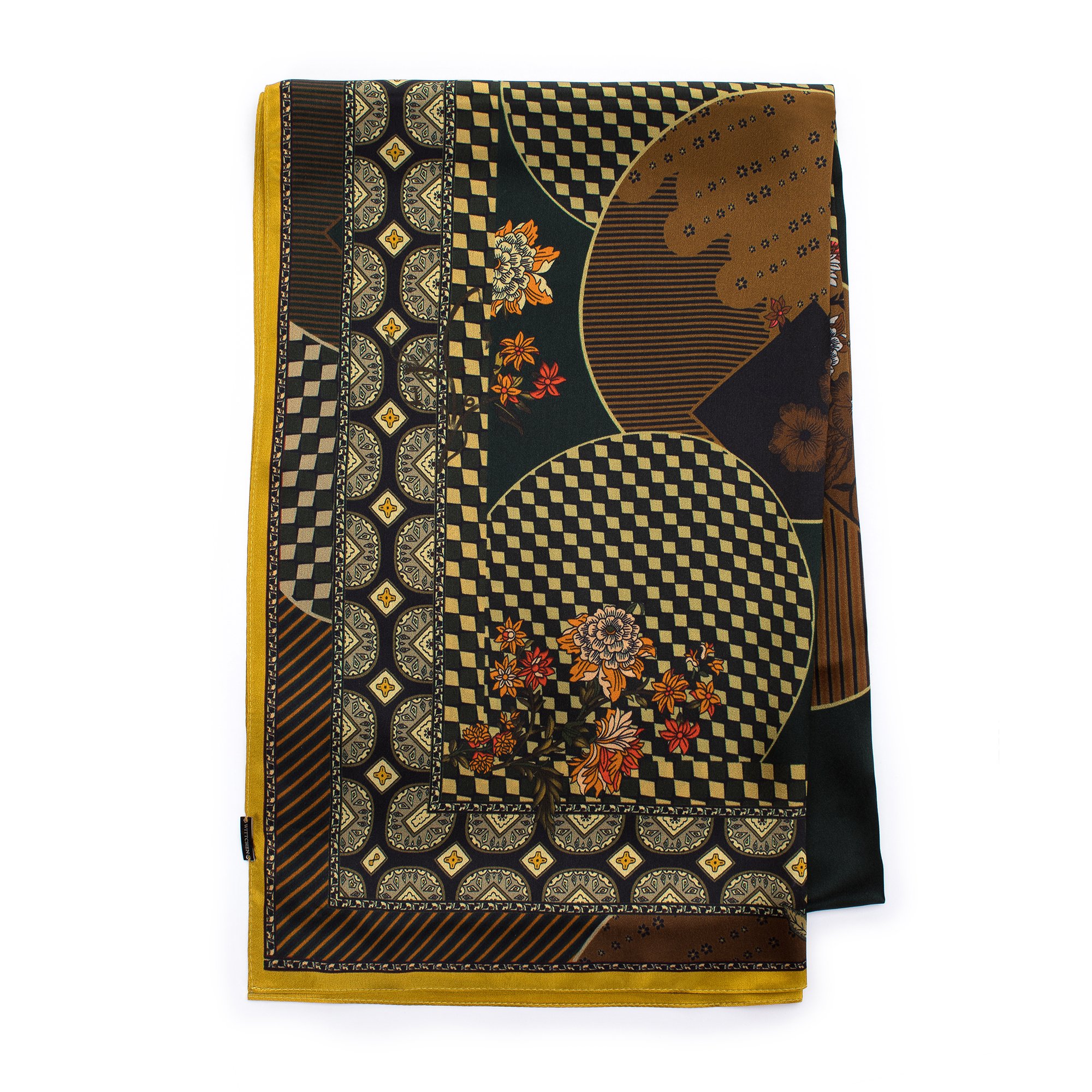 Damski szal z jedwabiu we wzory czarno-złoty