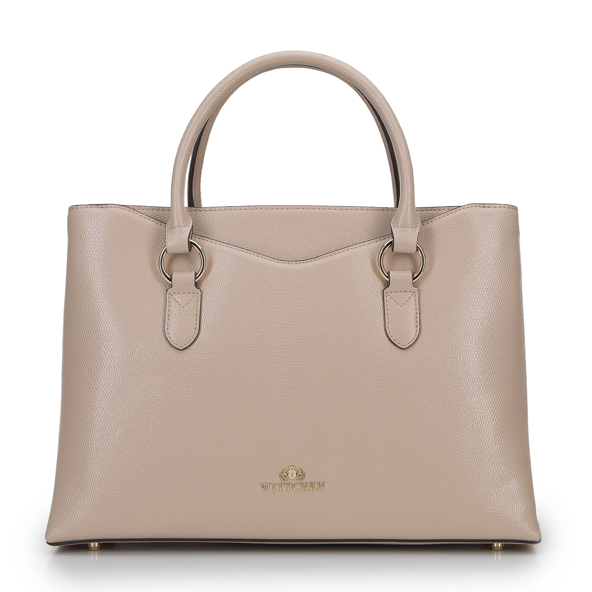 Torebka kuferek ze skóry o fakturze lizard z wycięciem jasny beż