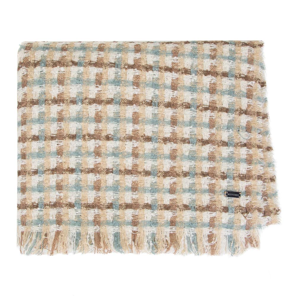 Damski szal z tkaniny pętelkowej w kratę