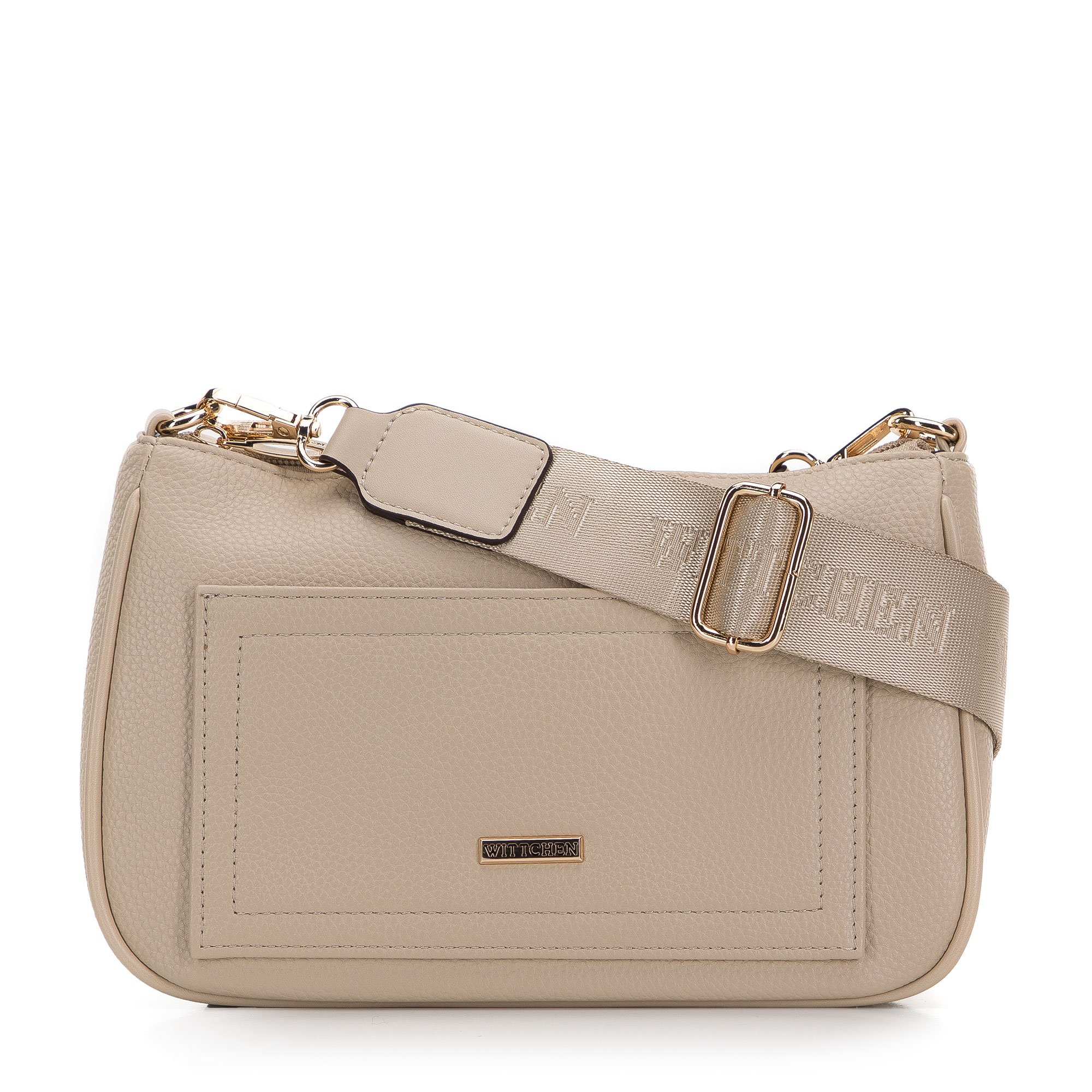 Damska listonoszka z ekoskóry z otwartą kieszenią z etui beżowa