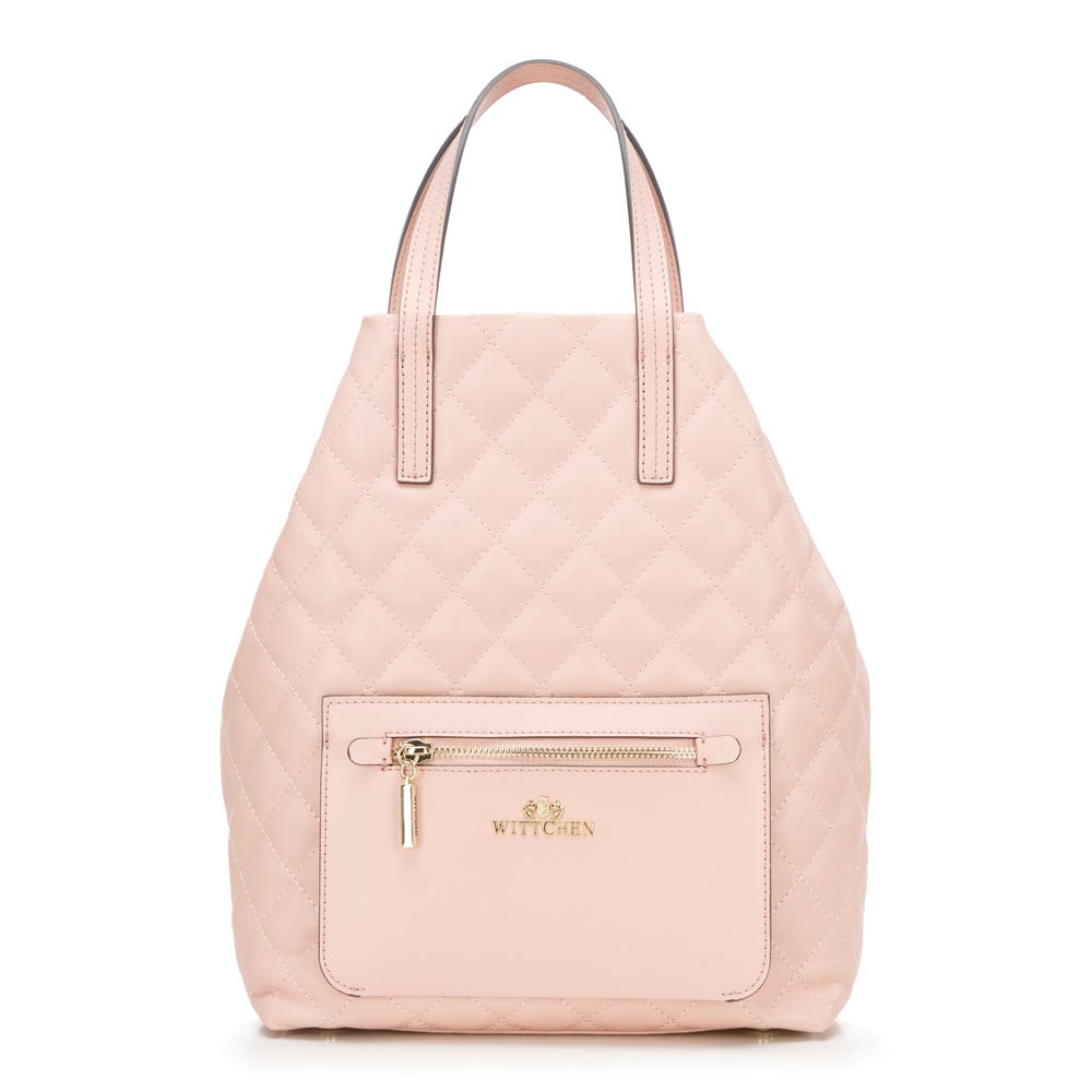 Damski plecak skórzany pikowany jasny róż