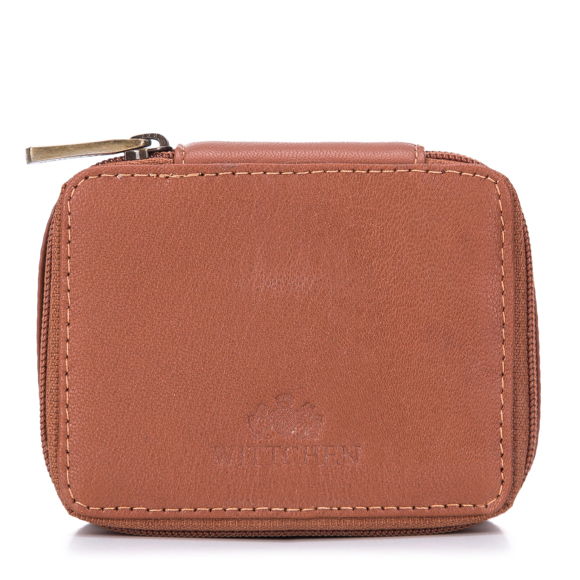 Minikosmetyczka skórzana pudełkowa brązowa