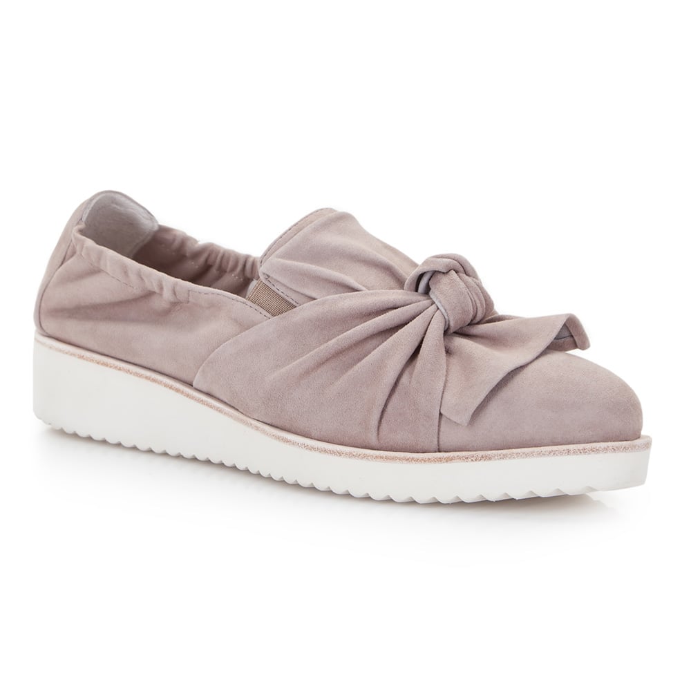 Damskie półbuty zamszowe z węzłem beżowe