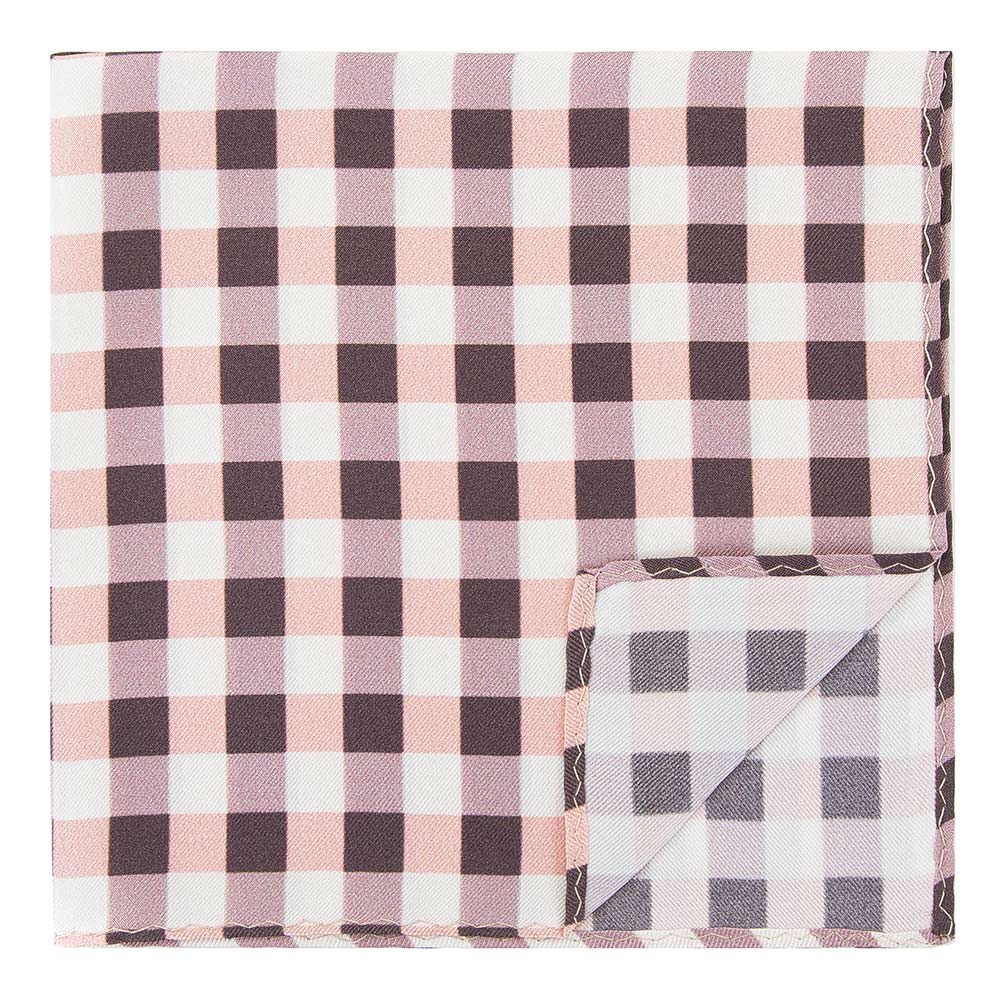 Poszetka z jedwabiu wzorzysta duża biało-różowa