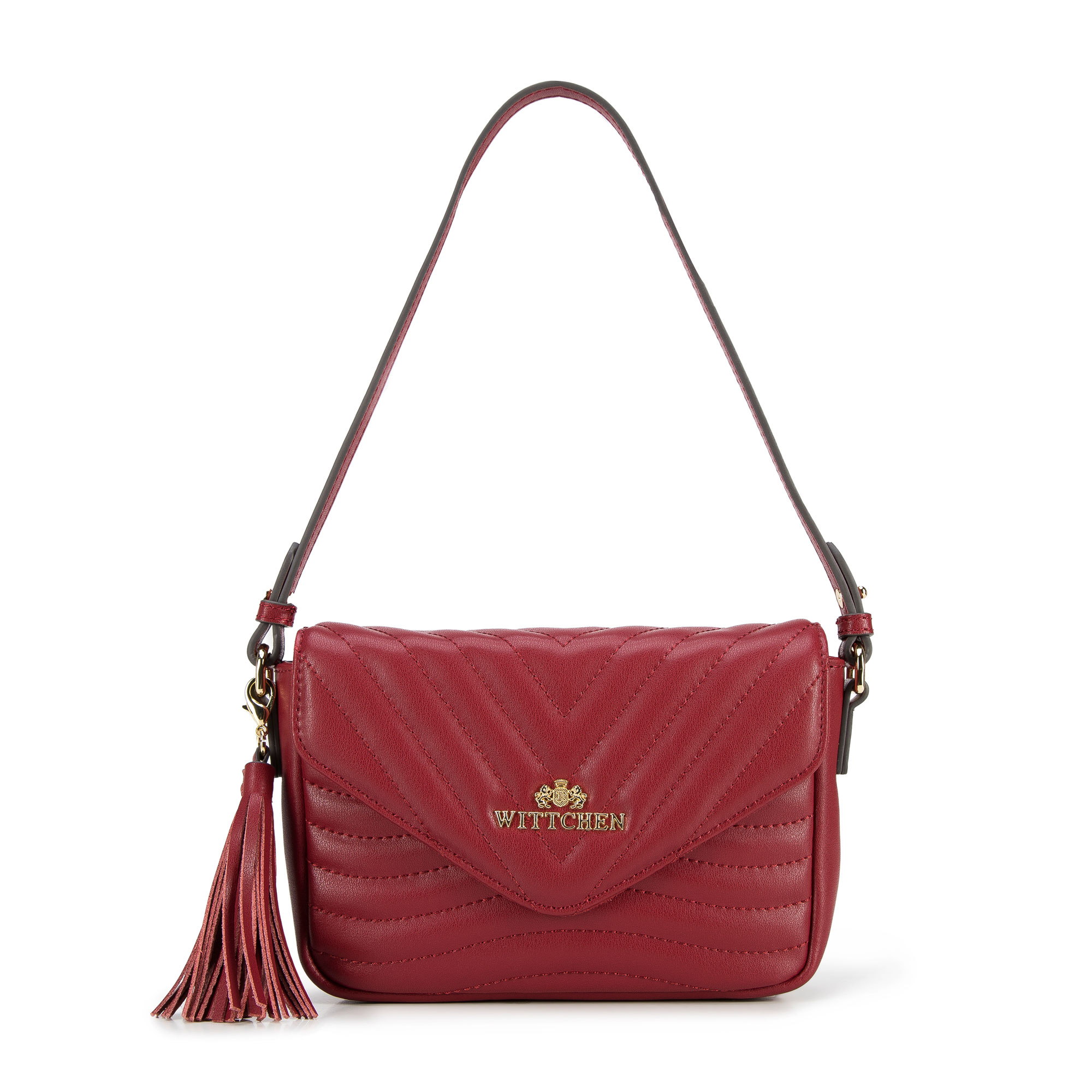 Damska torebka skórzana pikowana z chwostem bordowa