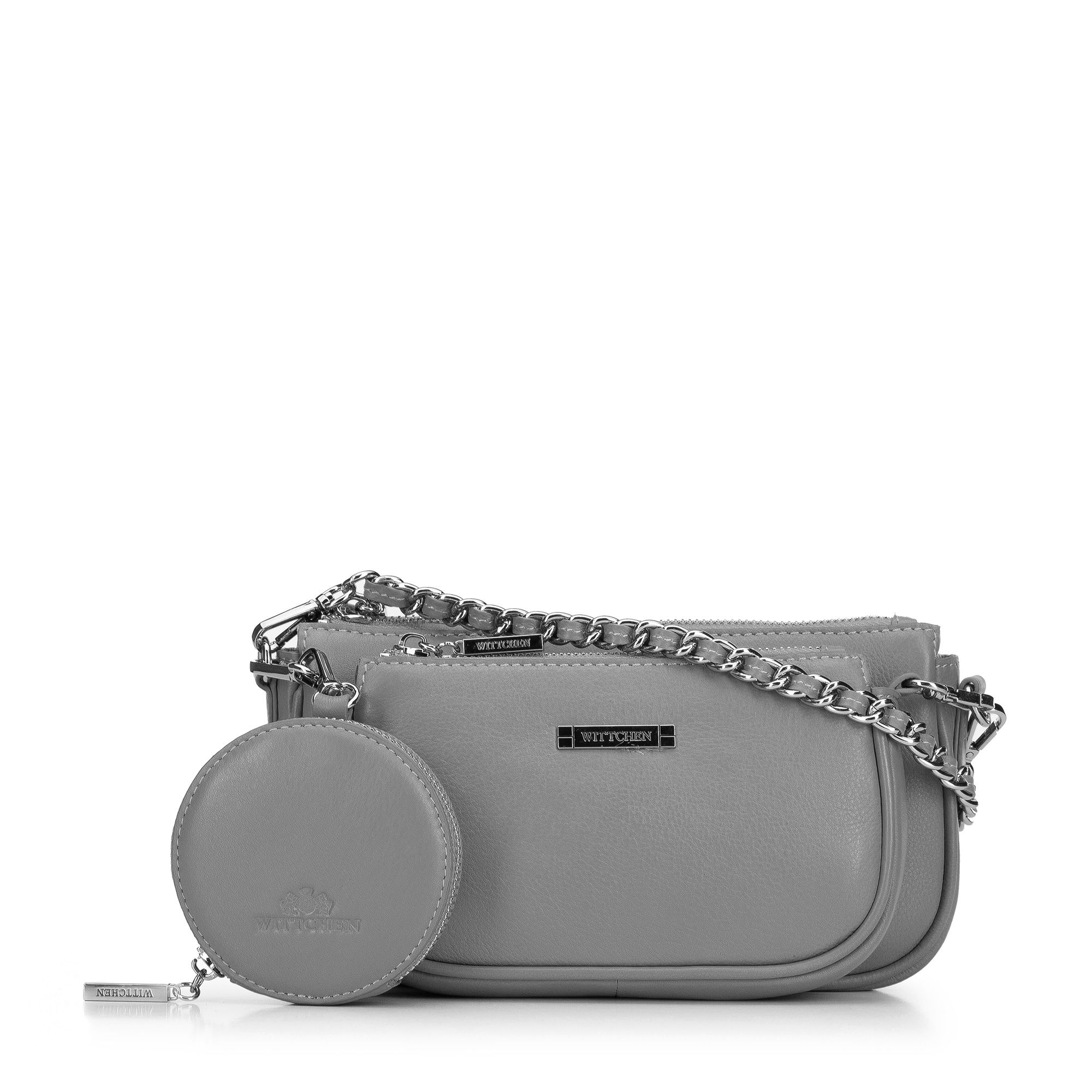 Damska torebka skórzana podwójna z etui na łańcuszku