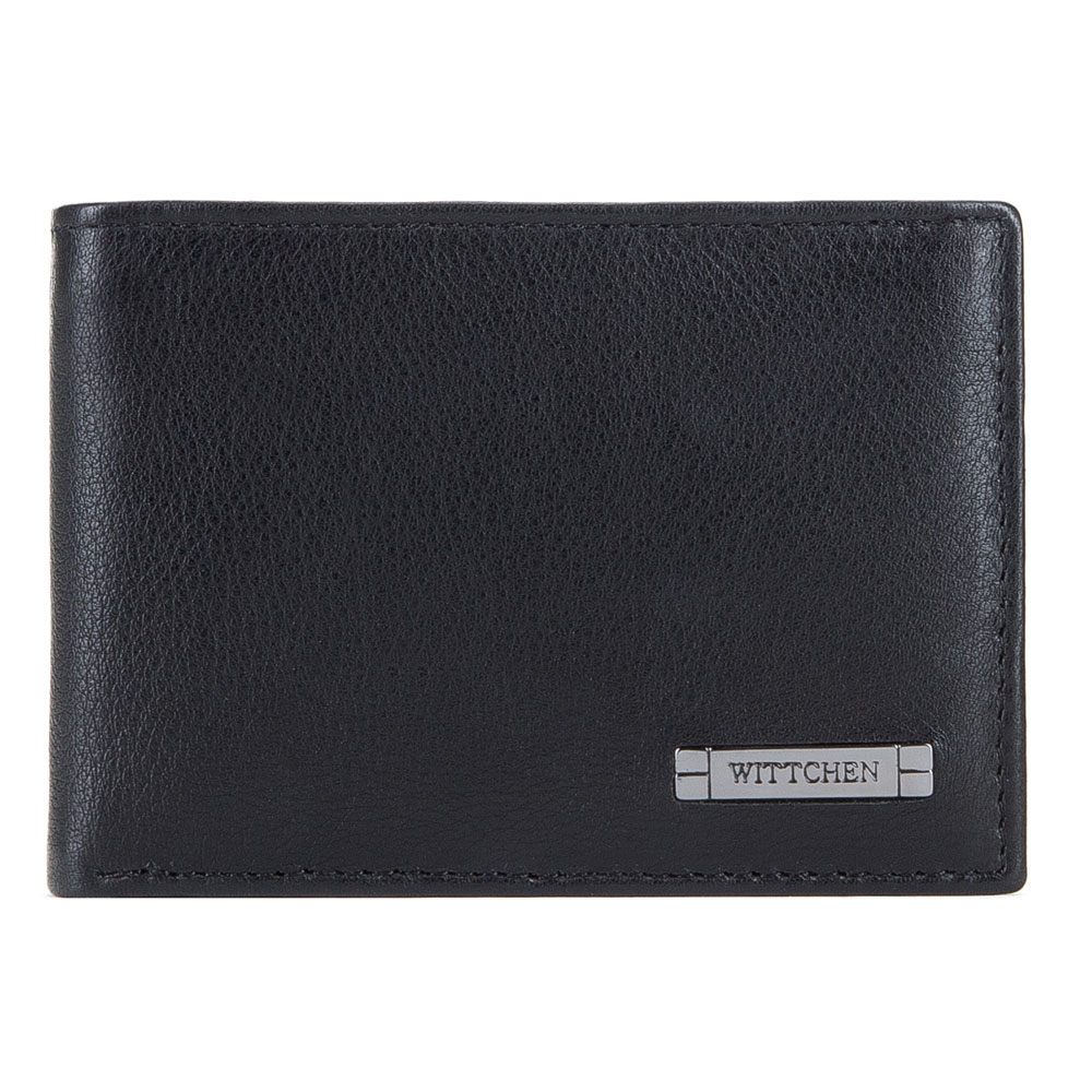 Męski portfel ze skóry bez zapięcia poziomy czarno-szary
