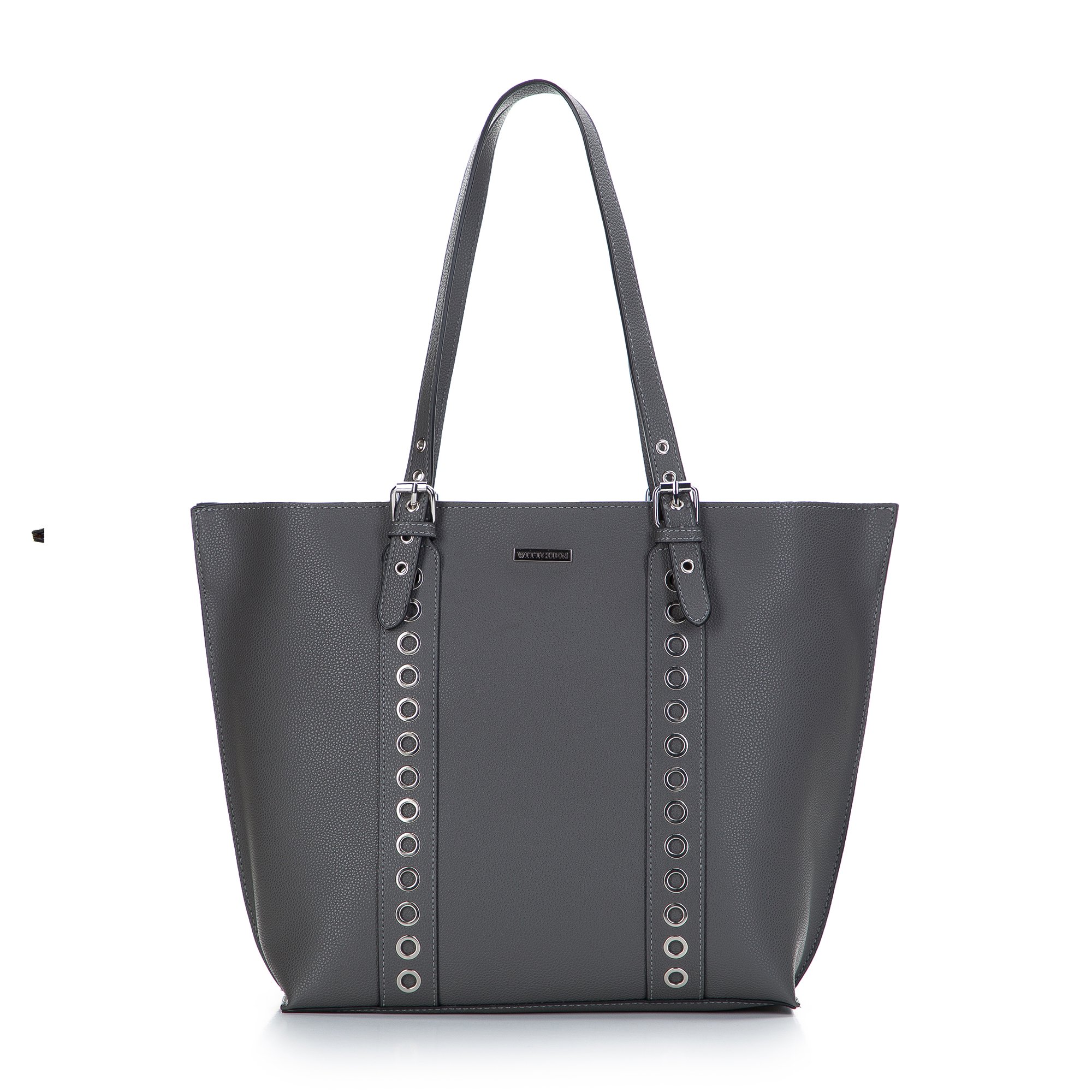 Torebka shopperka z nitowanymi paskami