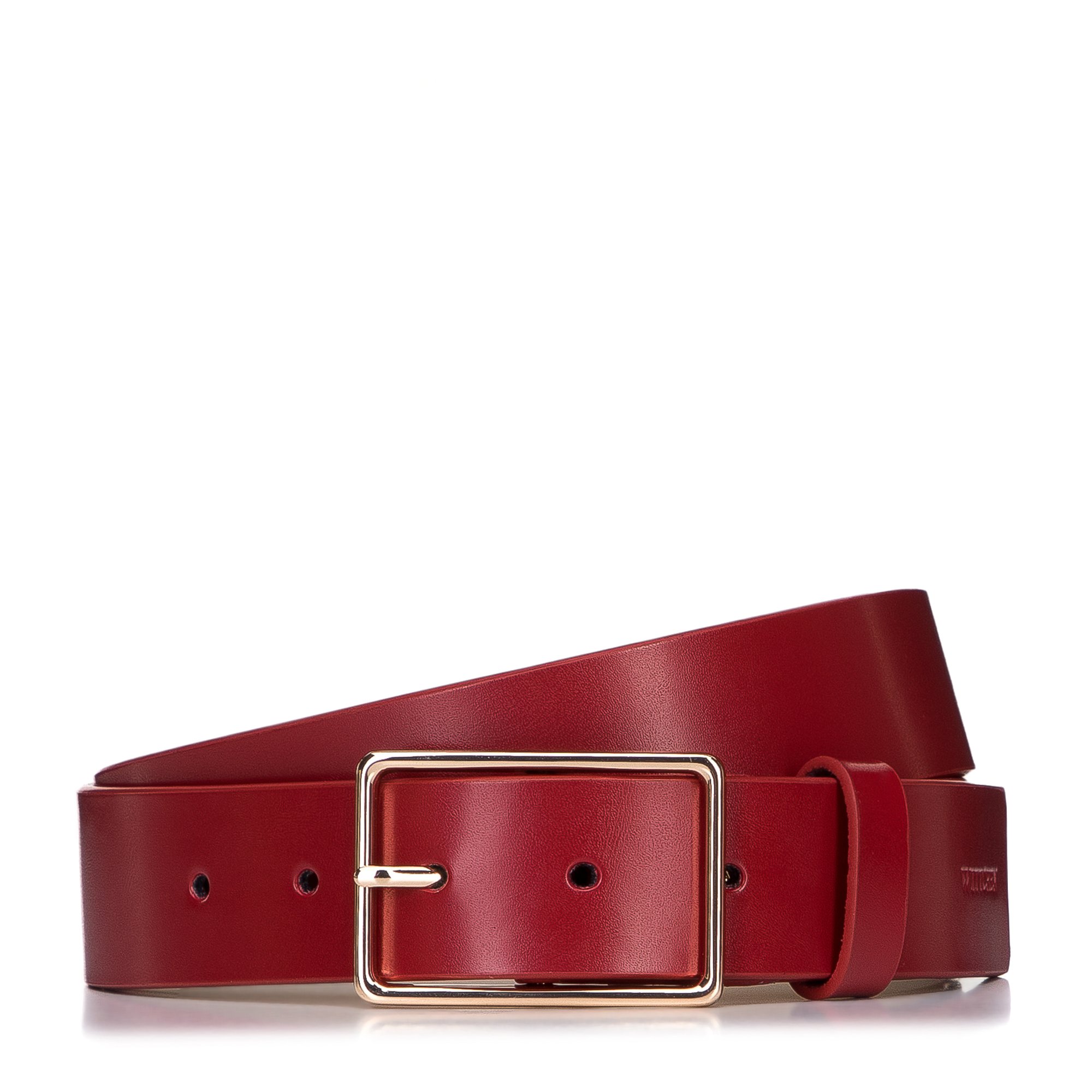 Damski pasek skórzany minimalistyczny czerwony