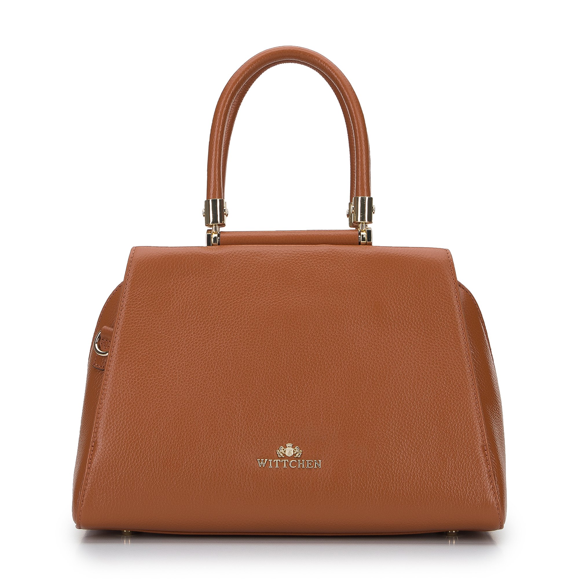 Torebka kuferek skórzana z geometrycznymi okuciami