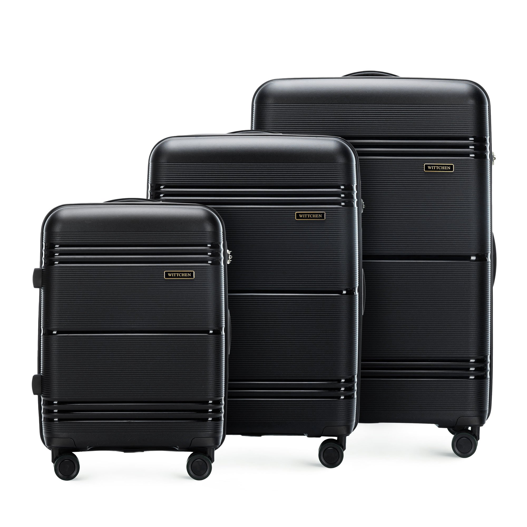 Zestaw jednokolorowych walizek z polipropylenu czarny