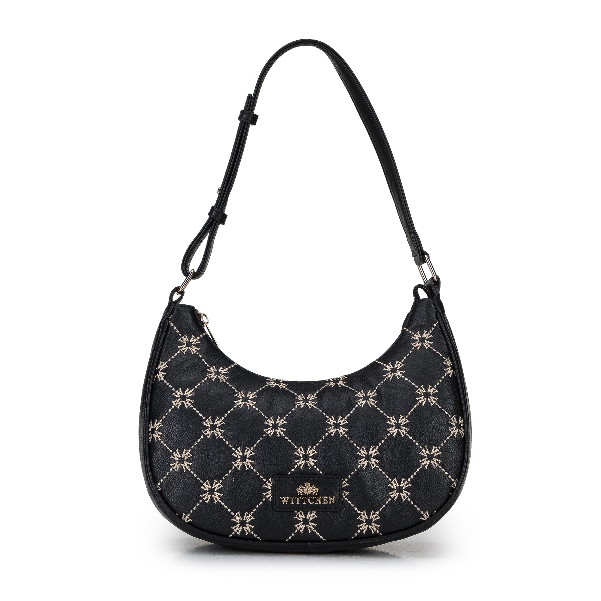 Torebka bagietka skórzana z haftowanym monogramem