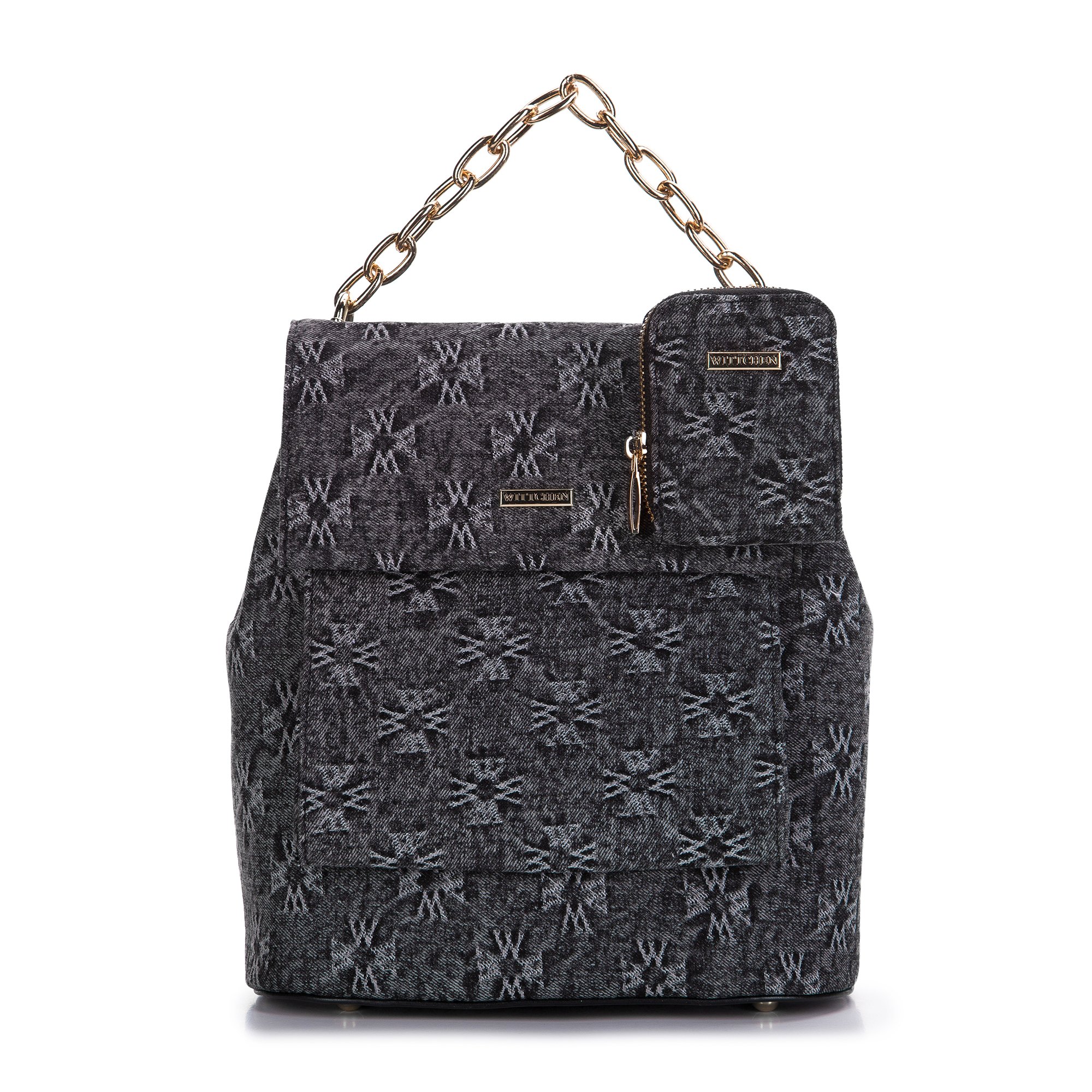 Damski plecak dżinsowy w monogram z etui