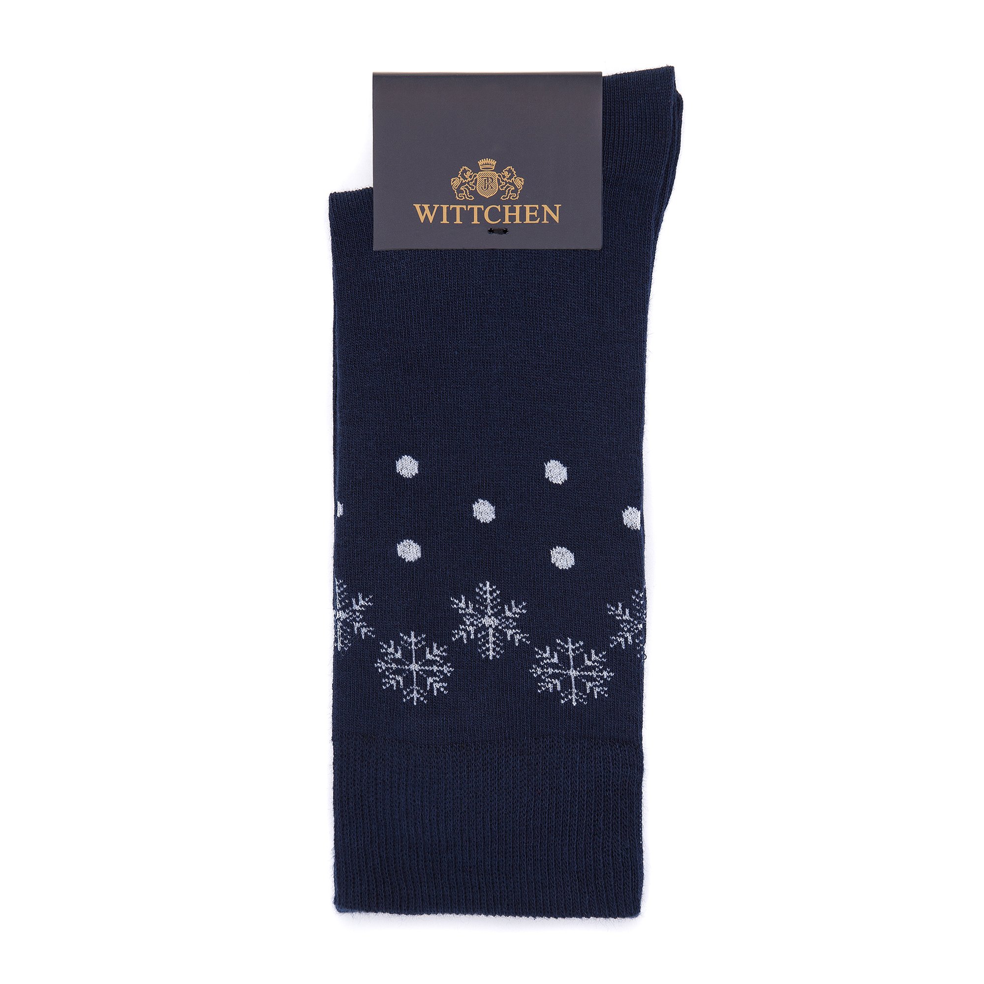 Męskie skarpetki w śnieżynki granatowo-białe