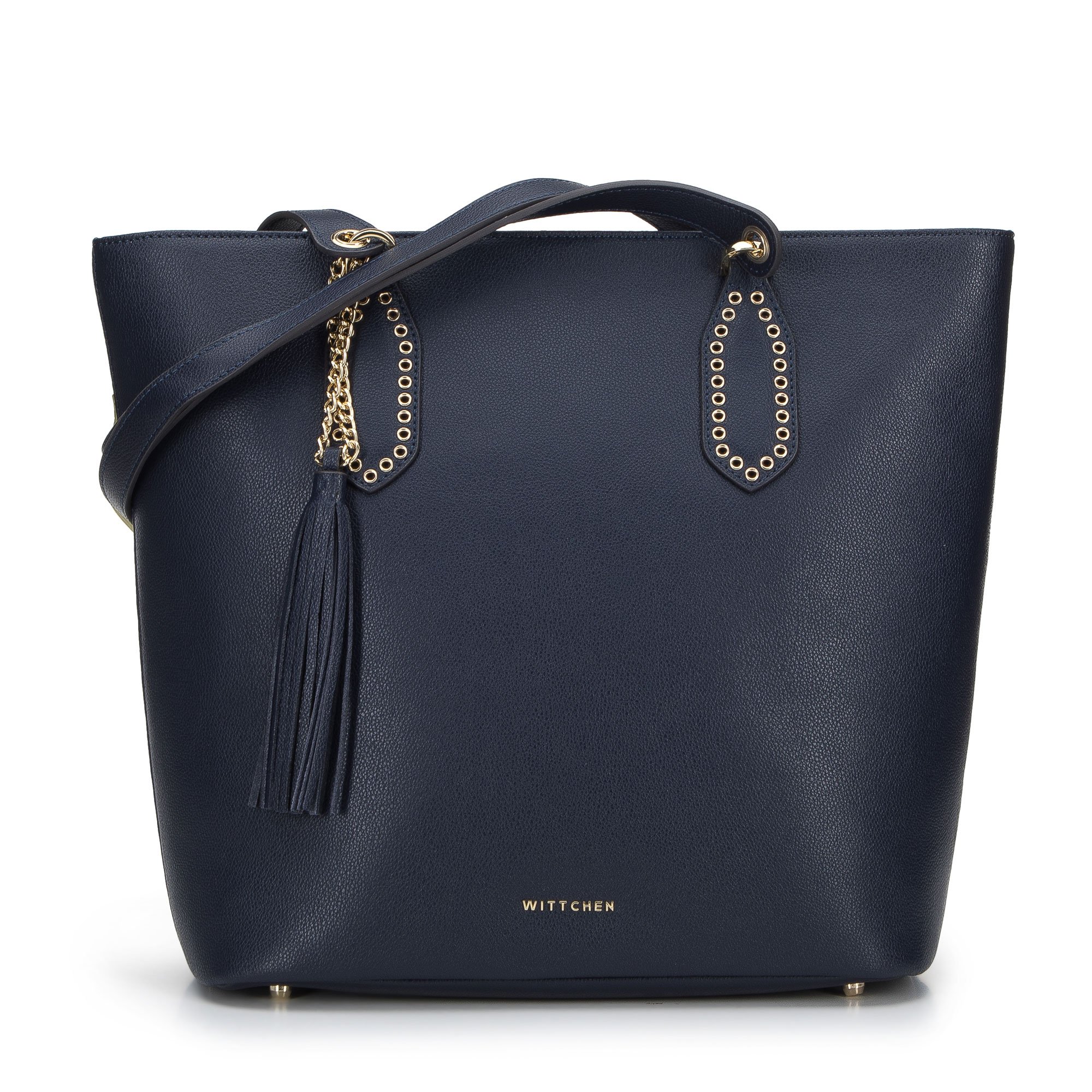 Torebka shopperka skórzana z nitami i chwostem