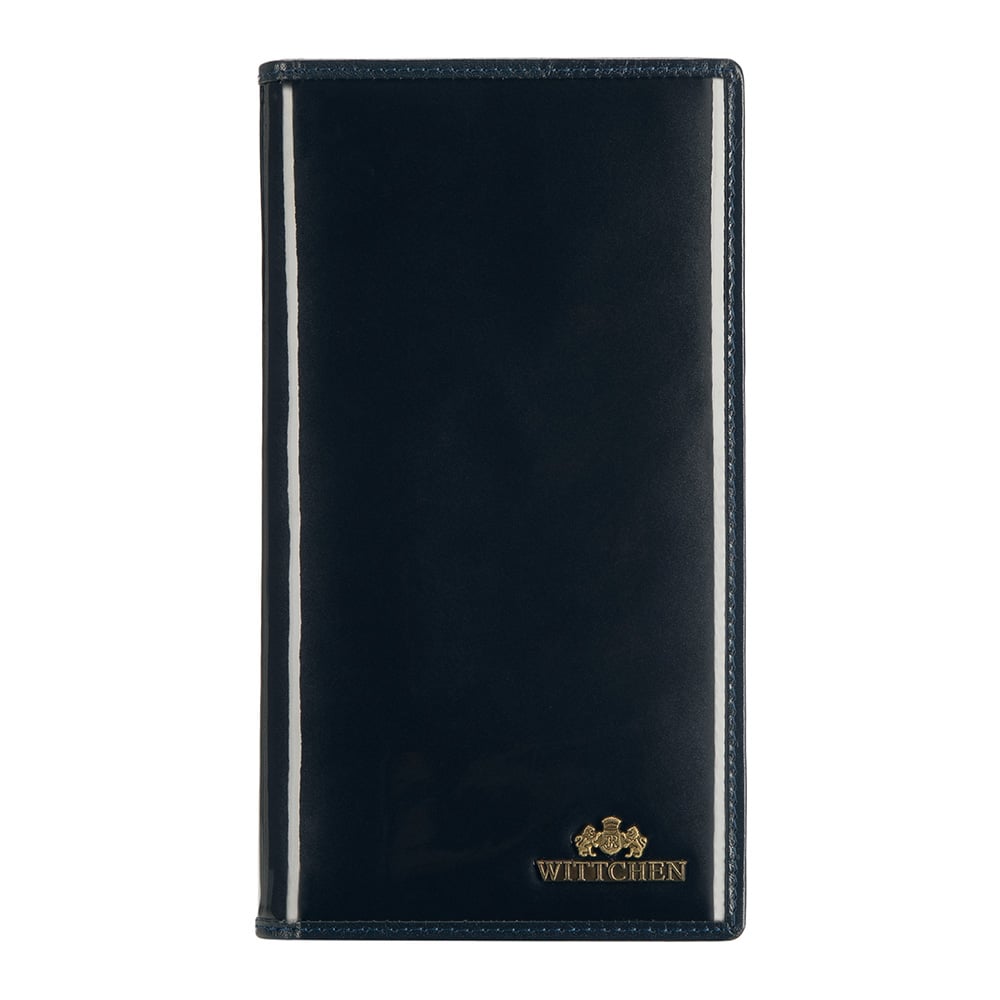 Etui na paszport skórzane lakierowane granatowe