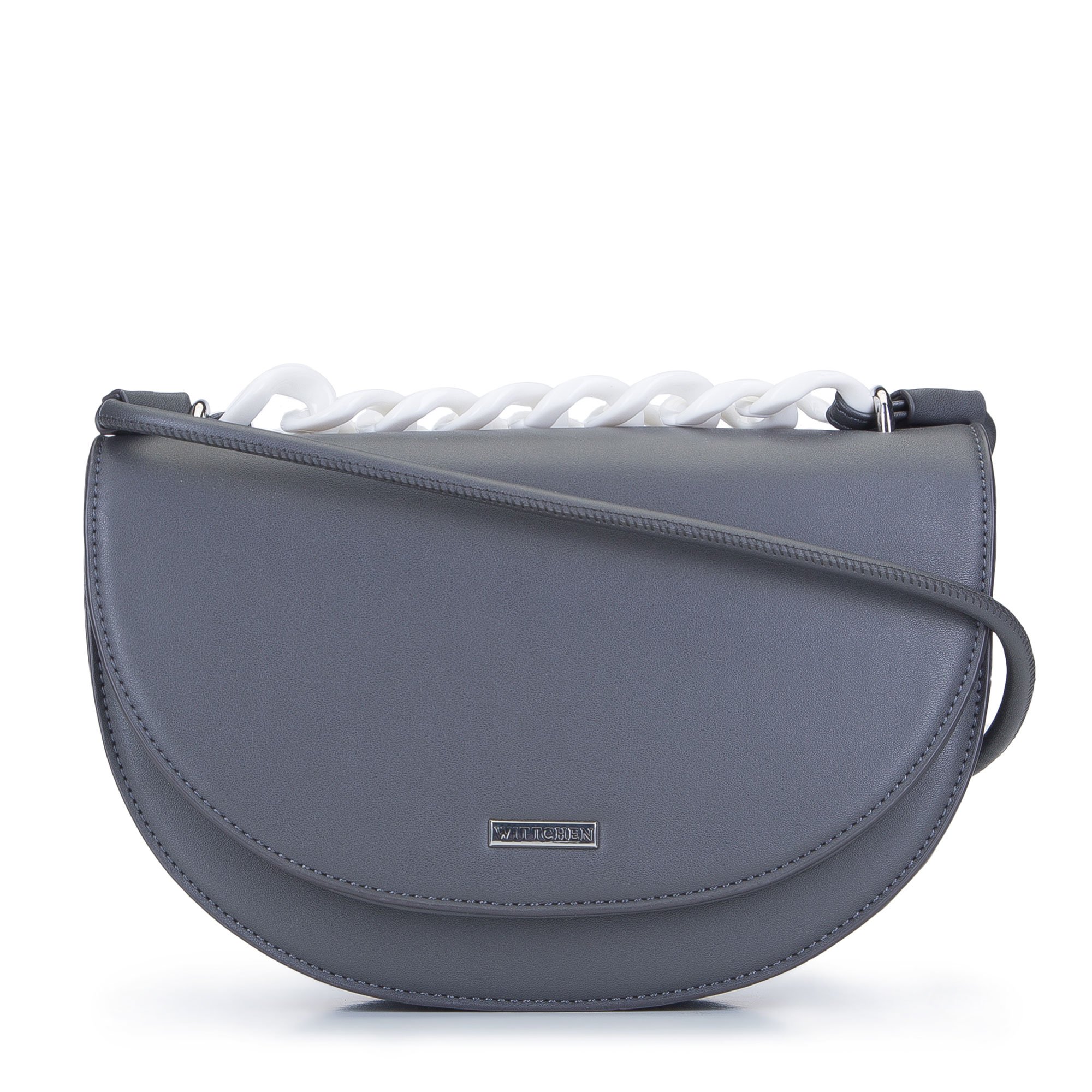 Damska listonoszka półokrągła z grubym łańcuchem szara