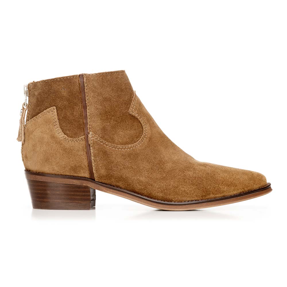 Kowbojki zamszowe krótkie ze stębnowaniem