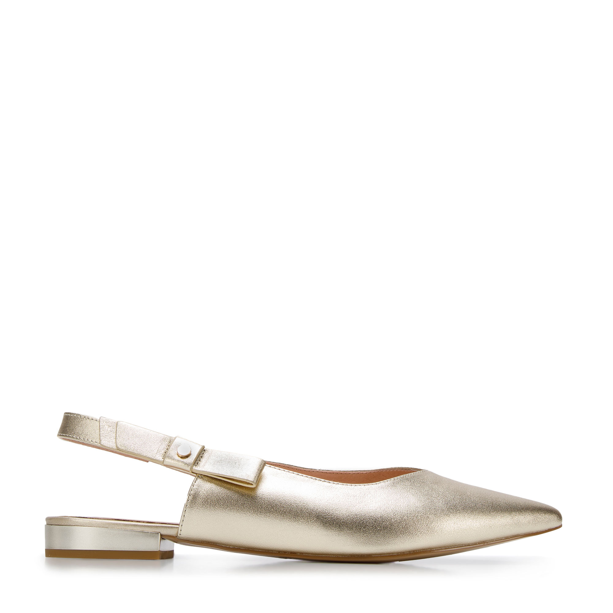 Czółenka skórzane w szpic z odkrytą piętą