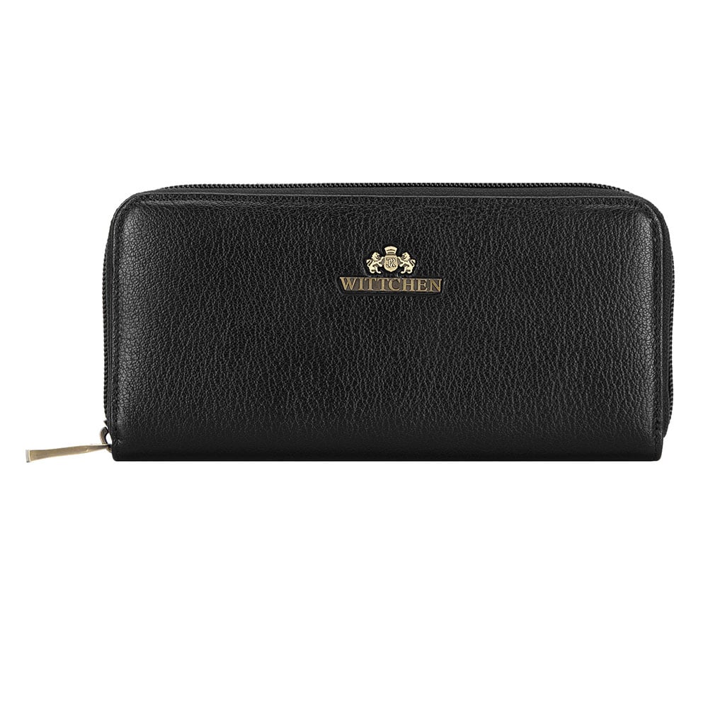 Damski portfel ze skóry na zamek