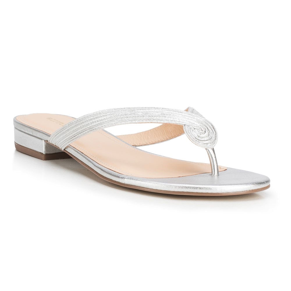 Damskie japonki materiałowe srebrne