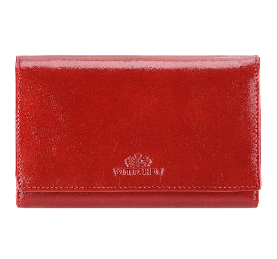 Damski portfel ze skóry z kieszenią na bigiel czerwony