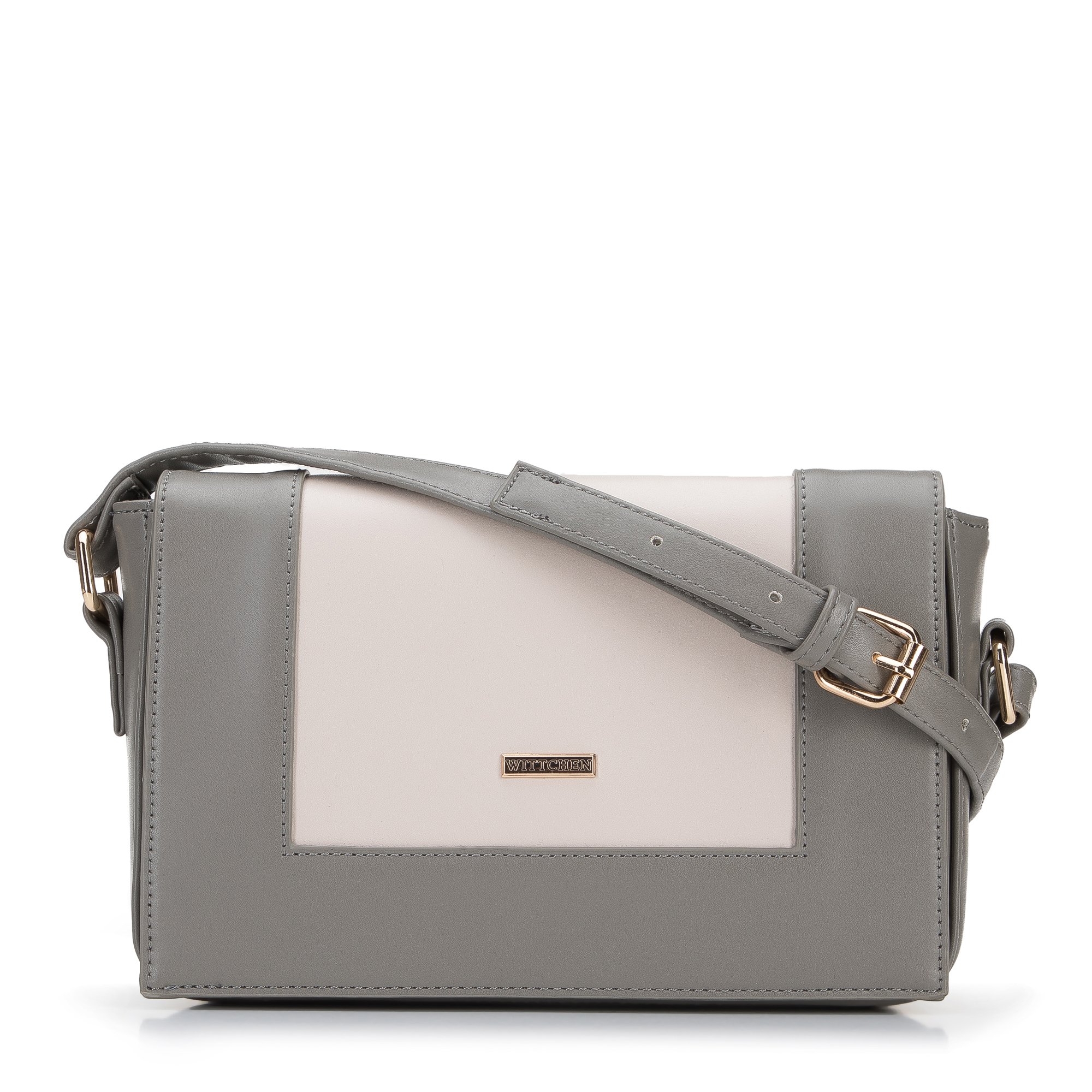 Damska listonoszka z ekoskóry dwukolorowa szaro-kremowa