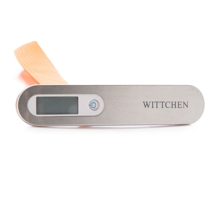 Waga bagażowa srebrno-pomarańczowa