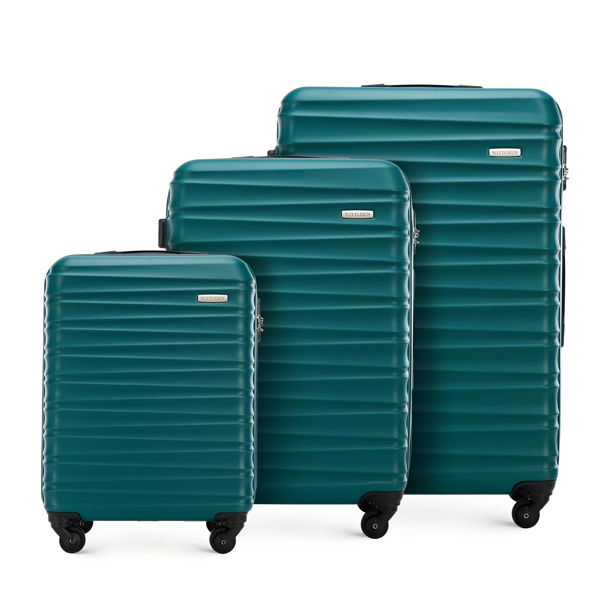 Zestaw walizek z ABS-u z żebrowaniem