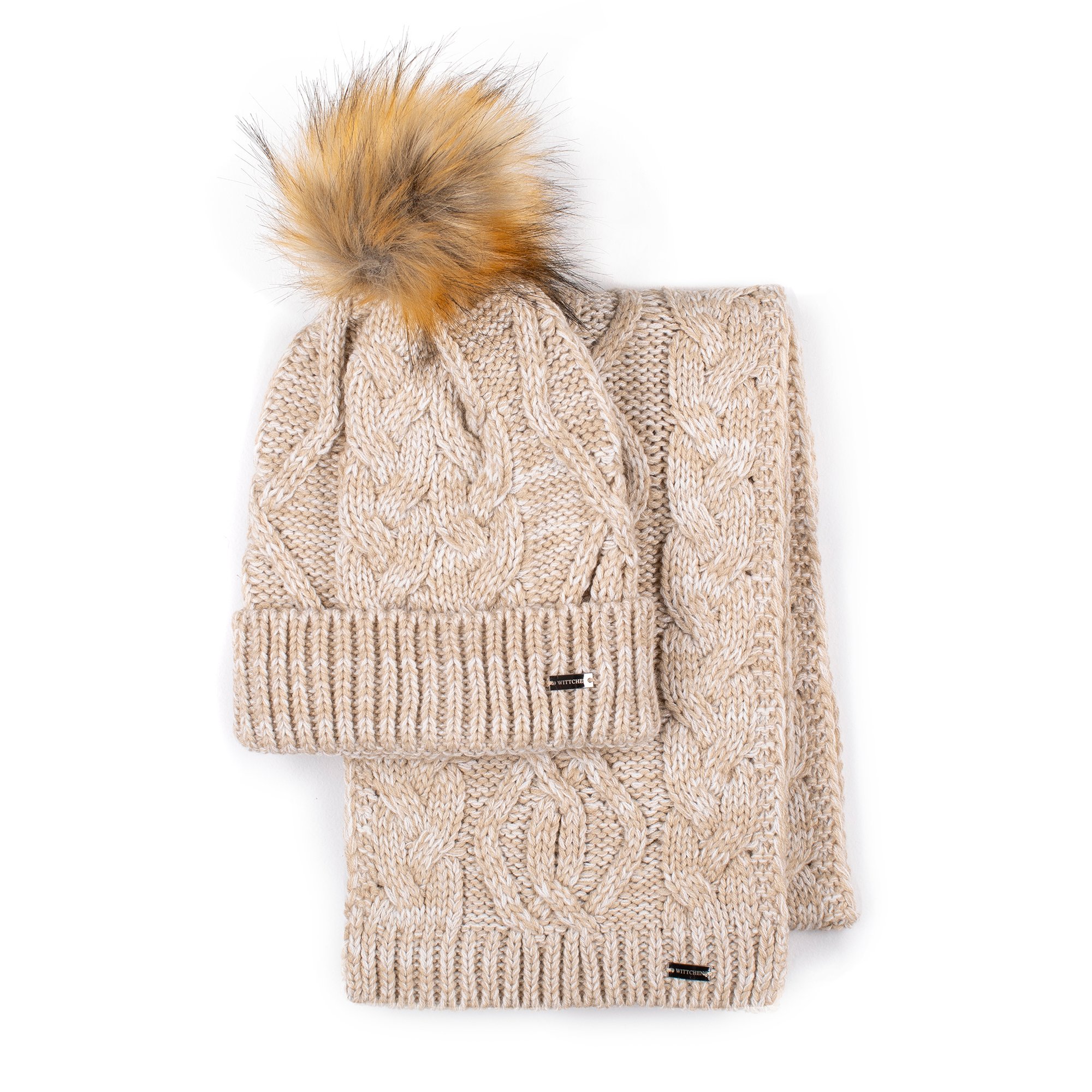 Damski komplet zimowy z warkoczowym splotem