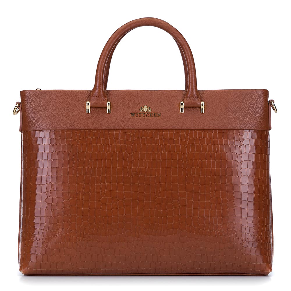 Damska torba na laptopa 13" z frontem ze skóry croco